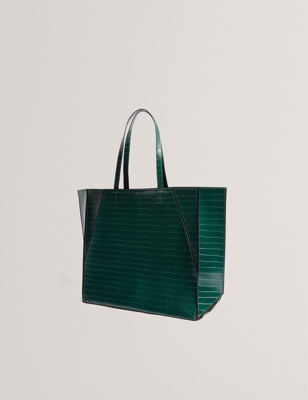 Dk-Green Ted Baker SOPHYNA - Croc Effect Folding Shopper Women Shopper Bags | Ireland  2104-EDSUP