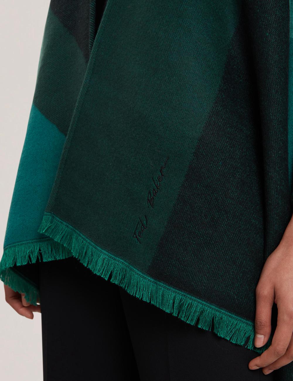 Dk-Green Ted Baker SUFFIA - Colour Block Buckled Woven Women Ponchos | Ireland  3685-PEKSO
