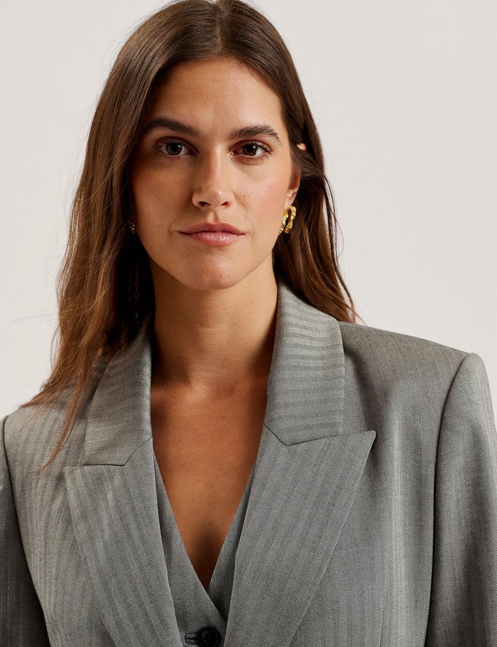 Dk-Grey Ted Baker KOA - Oversized Herringbone Single Breasted Women Blazers | Ireland  4371-TOQYR