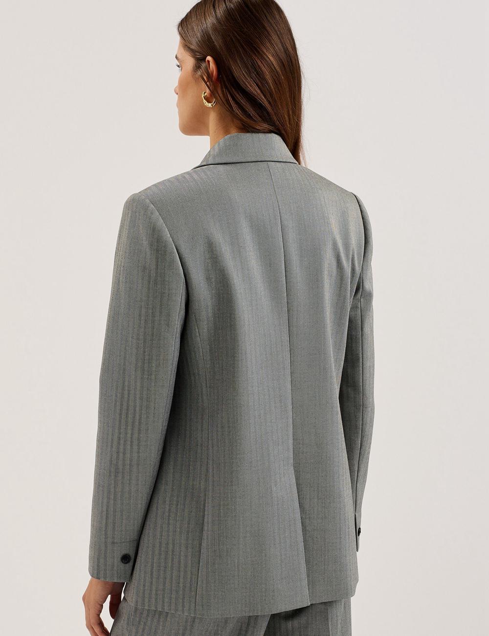 Dk-Grey Ted Baker KOA - Oversized Herringbone Single Breasted Women Blazers | Ireland  4371-TOQYR