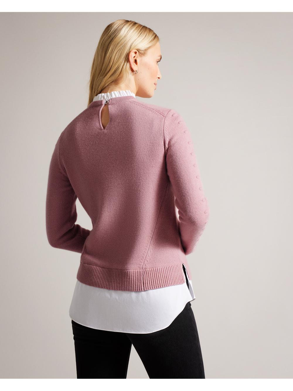 Dusky-Pink Ted Baker LISSIAH - Bobble Detail Shirt Hem Knitted Women Jumpers | Ireland  3296-VMSUP