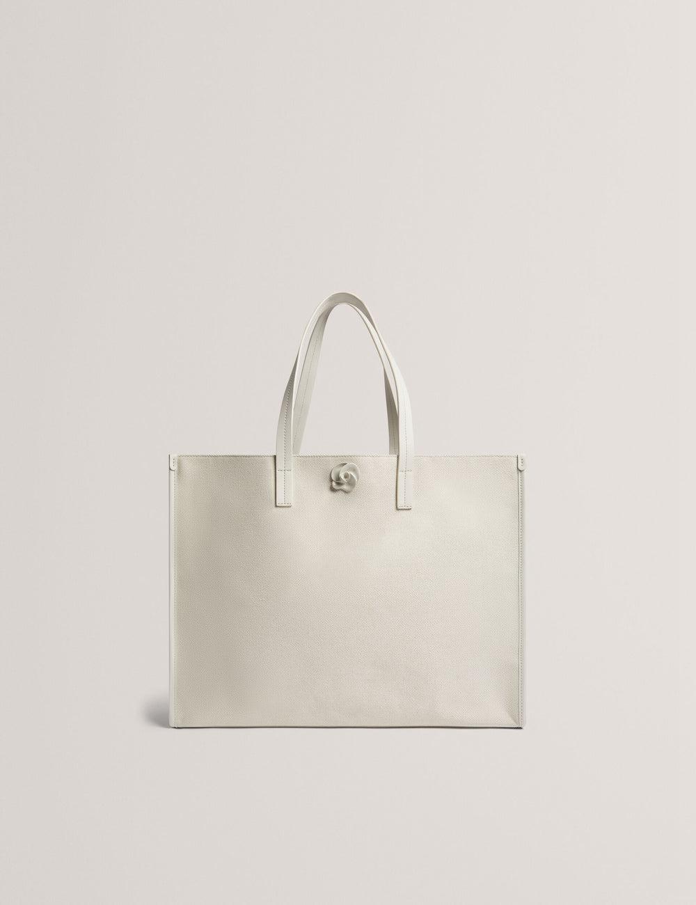 Ecru Ted Baker AUDOS - Rose Detail Wide Canvas Women Tote Bags | Ireland  1496-NRYDC