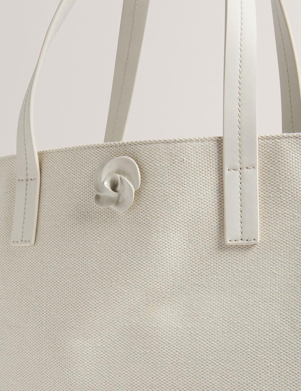 Ecru Ted Baker AUDOS - Rose Detail Wide Canvas Women Tote Bags | Ireland  1496-NRYDC
