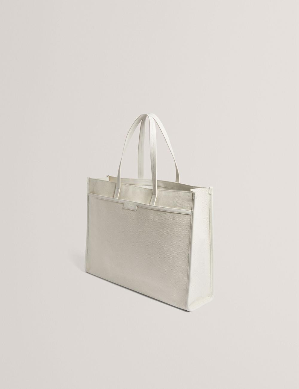 Ecru Ted Baker AUDOS - Rose Detail Wide Canvas Women Tote Bags | Ireland  1496-NRYDC