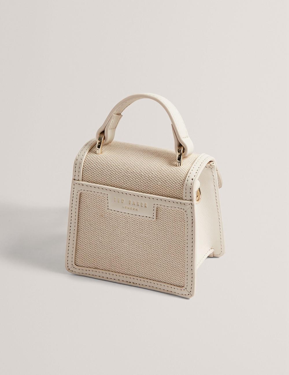Ecru Ted Baker AUDOU - Rose Detail Canvas Mini Top Handle Women Crossbody Bags | Ireland  2035-XIPHJ