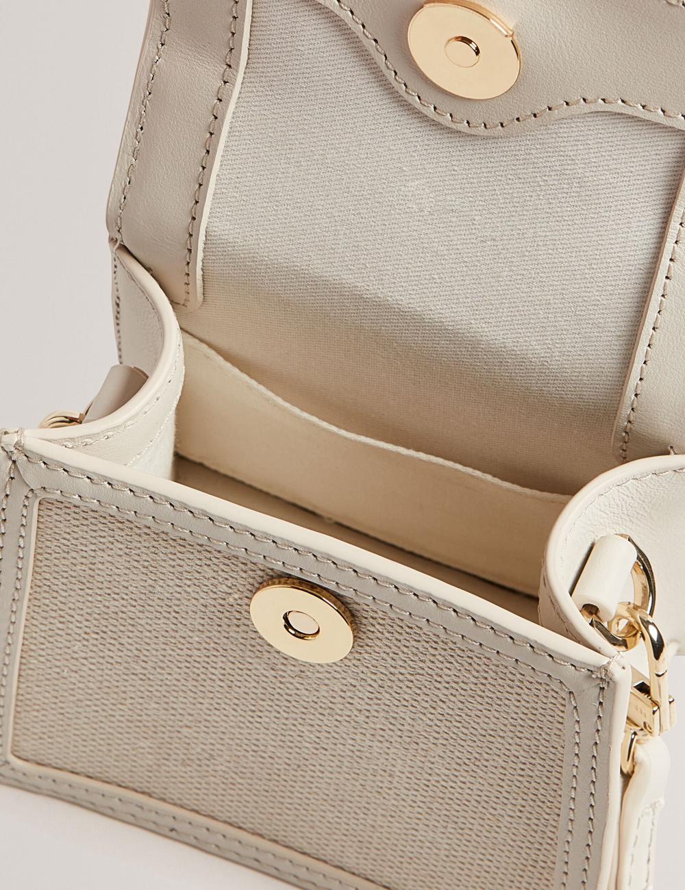 Ecru Ted Baker AUDOU - Rose Detail Canvas Mini Top Handle Women Crossbody Bags | Ireland  2035-XIPHJ