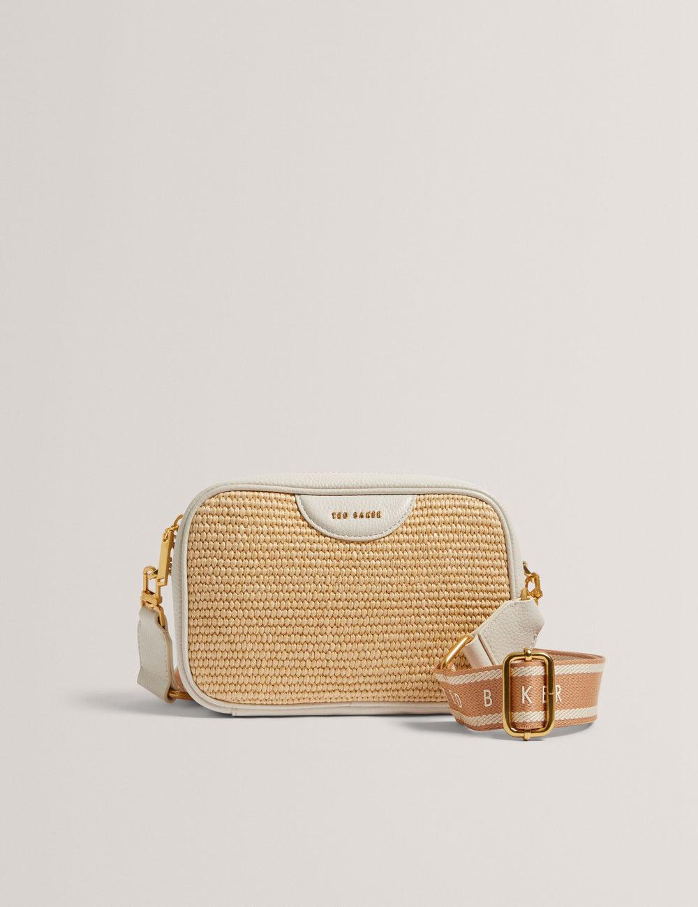 Ecru Ted Baker BARDAS - Faux Raffia Leather Trim Webbing Camera Women Camera Bag | Ireland  5093-UOLYJ