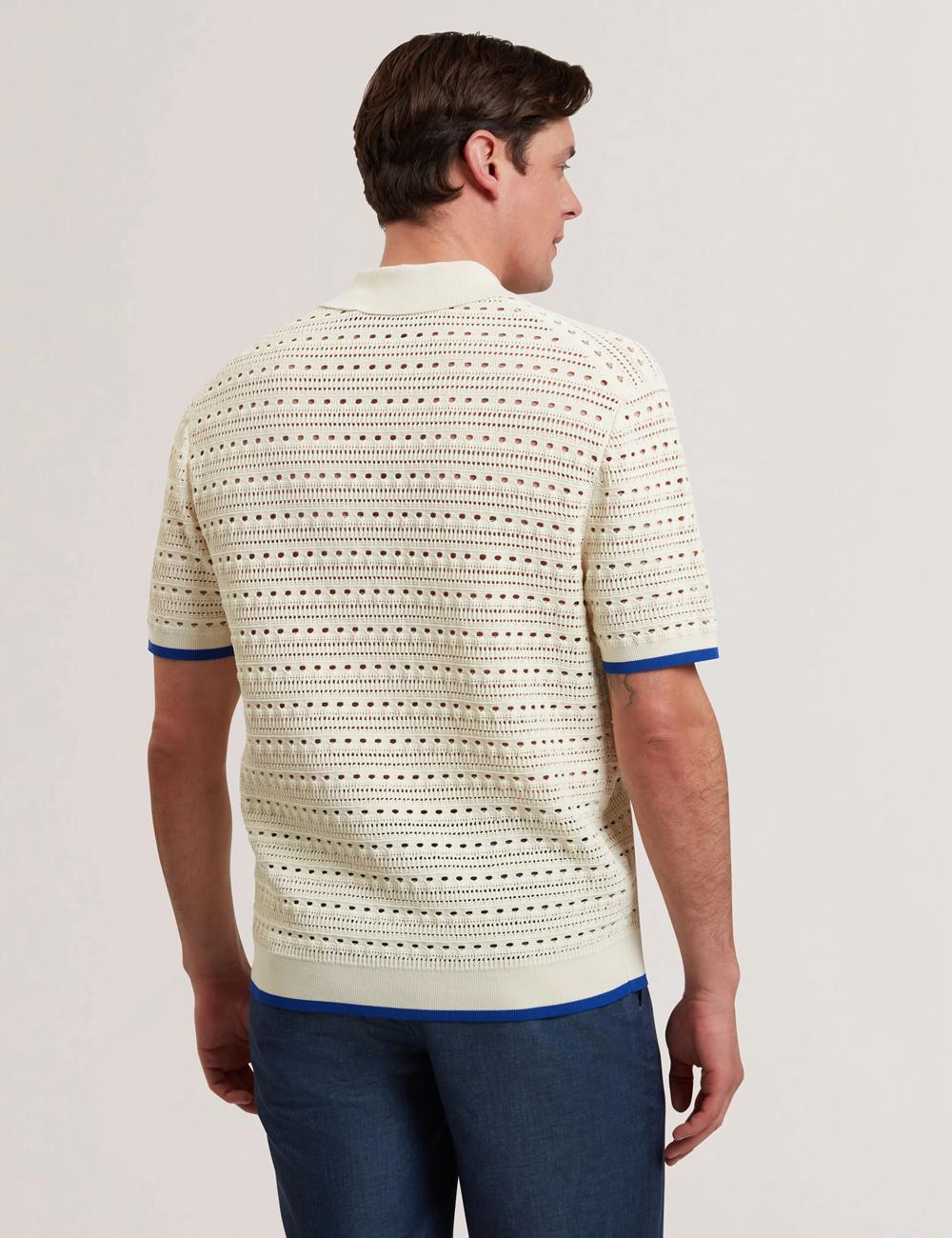 Ecru Ted Baker BARRI - Short Sleeve Crochet Embroidered Men Casual Shirts | Ireland  9167-LDHRP