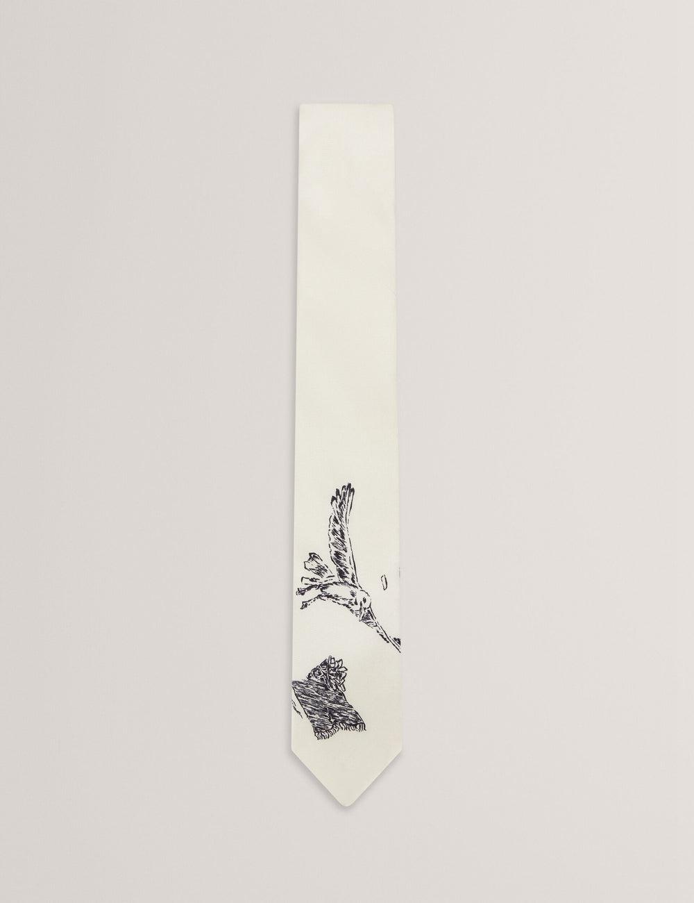 Ecru Ted Baker BENHALL - Seagull Graphic Silk Men Ties | Ireland  2958-SQDVH