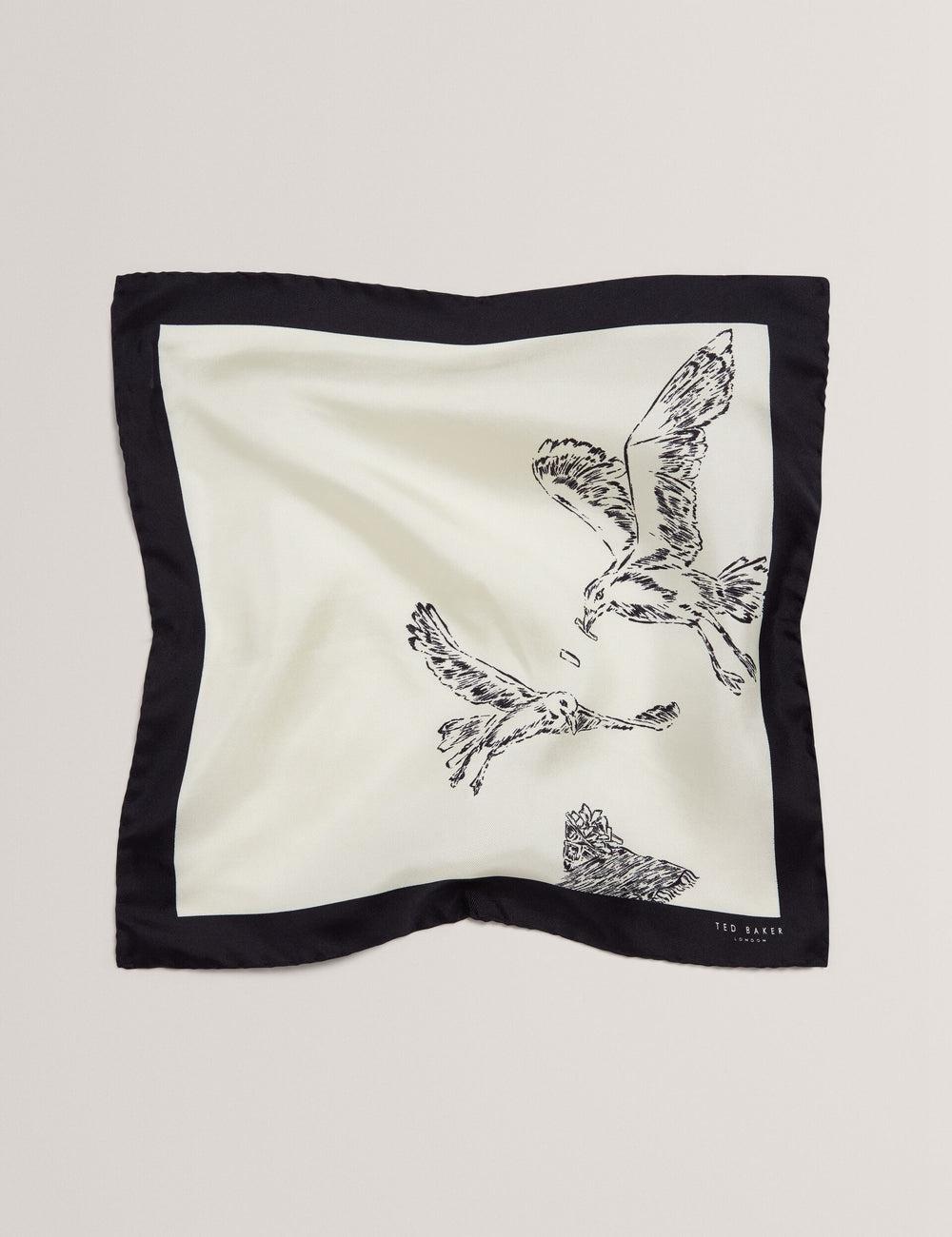 Ecru Ted Baker BENHALP - Seagull Graphic Silk Pocket Men Pocket Squares | Ireland  4236-LSIOK