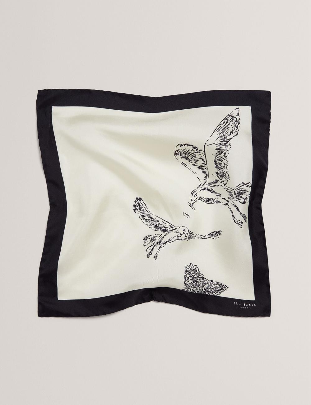 Ecru Ted Baker BENHALP - Seagull Graphic Silk Pocket Men Pocket Squares | Ireland  4236-LSIOK
