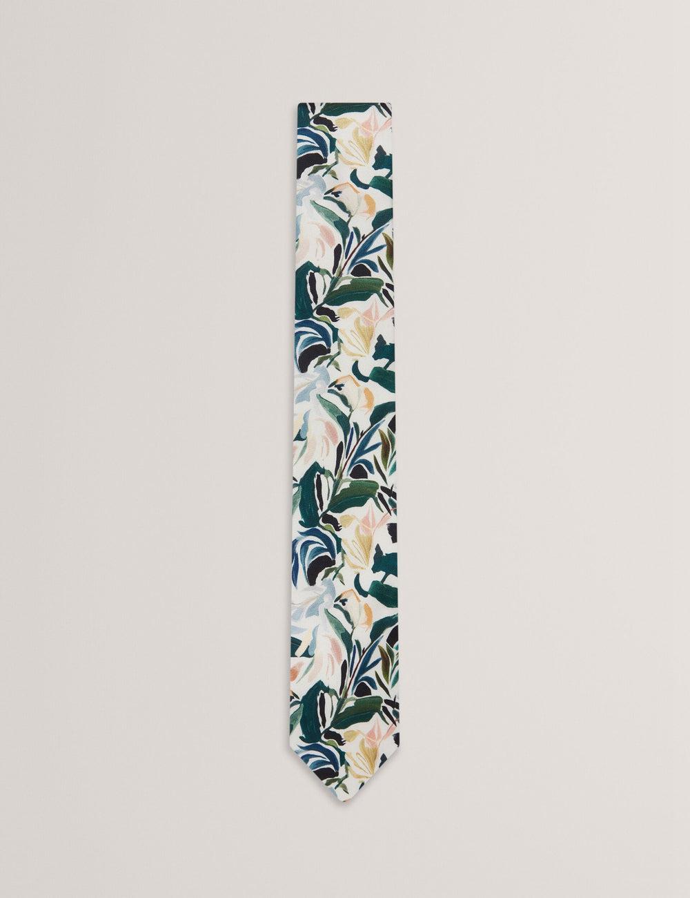 Ecru Ted Baker BOYTONN - Painted Floral Print Silk Men Ties | Ireland  4981-ZKVHG