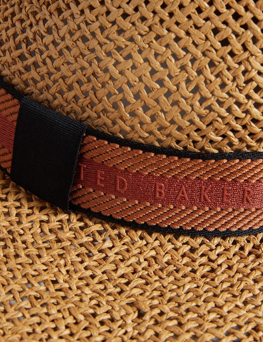 Ecru Ted Baker CLAIRIE - Straw Webbing Trim Women Fedora Hats | Ireland  1027-JMKPT