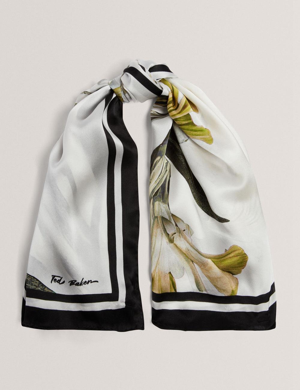 Ecru Ted Baker IRISSI - Floral Graphic Print Square Silk Women Scarves | Ireland  9702-DWQIC