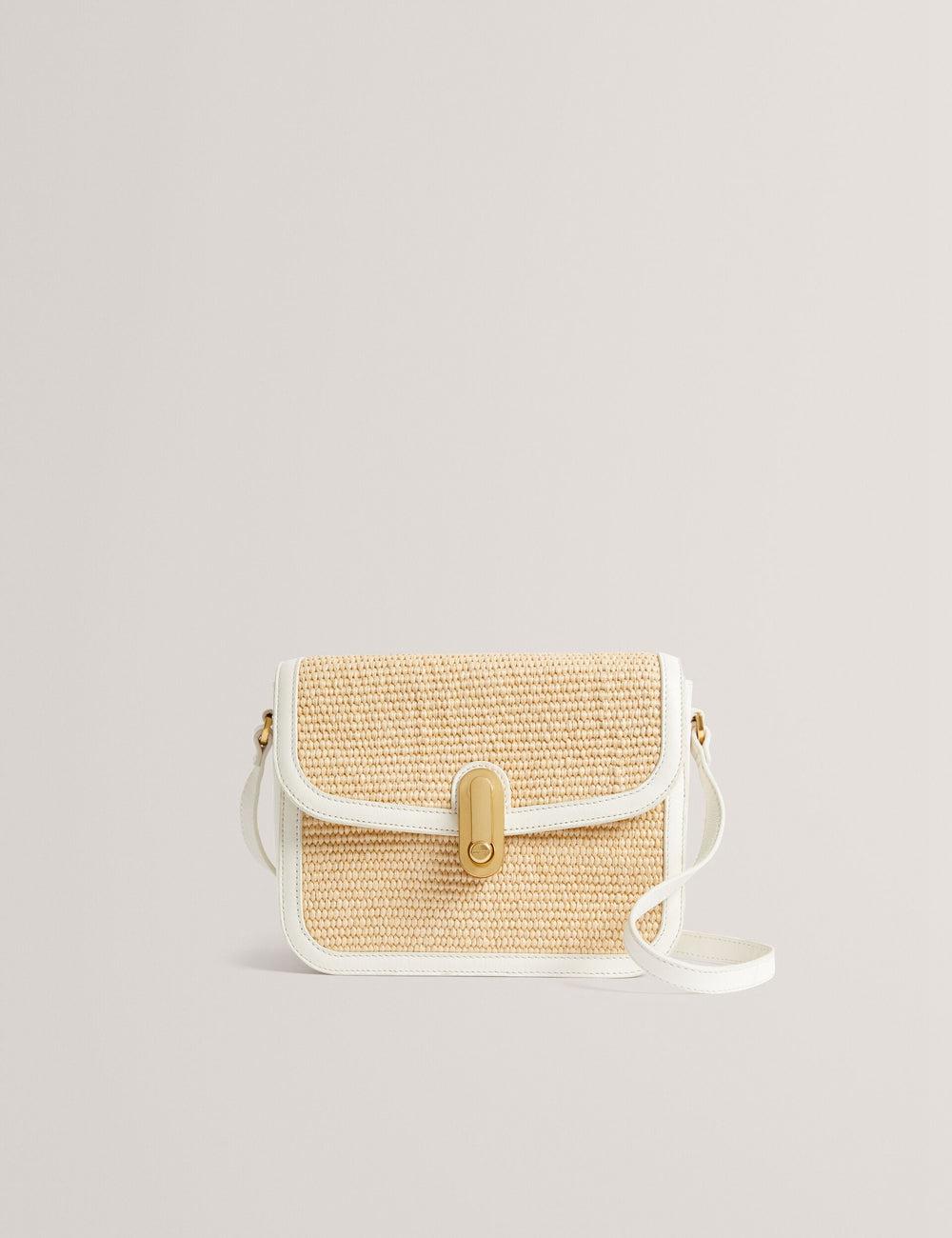 Ecru Ted Baker KKASSIA - Faux Raffia Twist Lock Crossbody Satchel Women Satchel Bags | Ireland  2485-OYQAM