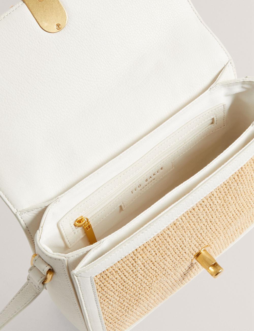 Ecru Ted Baker KKASSIA - Faux Raffia Twist Lock Crossbody Satchel Women Satchel Bags | Ireland  2485-OYQAM