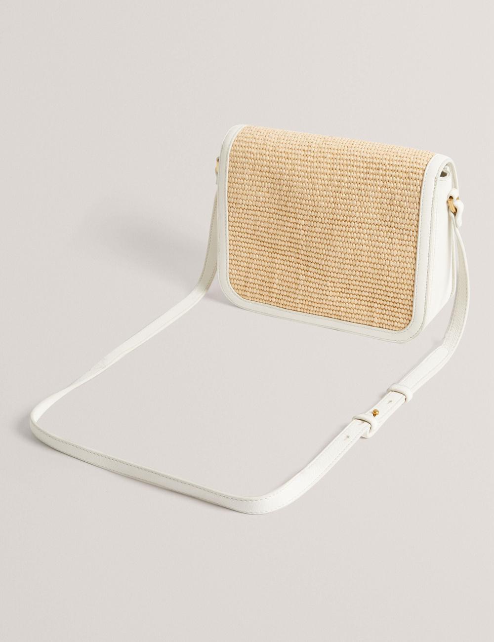 Ecru Ted Baker KKASSIA - Faux Raffia Twist Lock Crossbody Satchel Women Satchel Bags | Ireland  2485-OYQAM