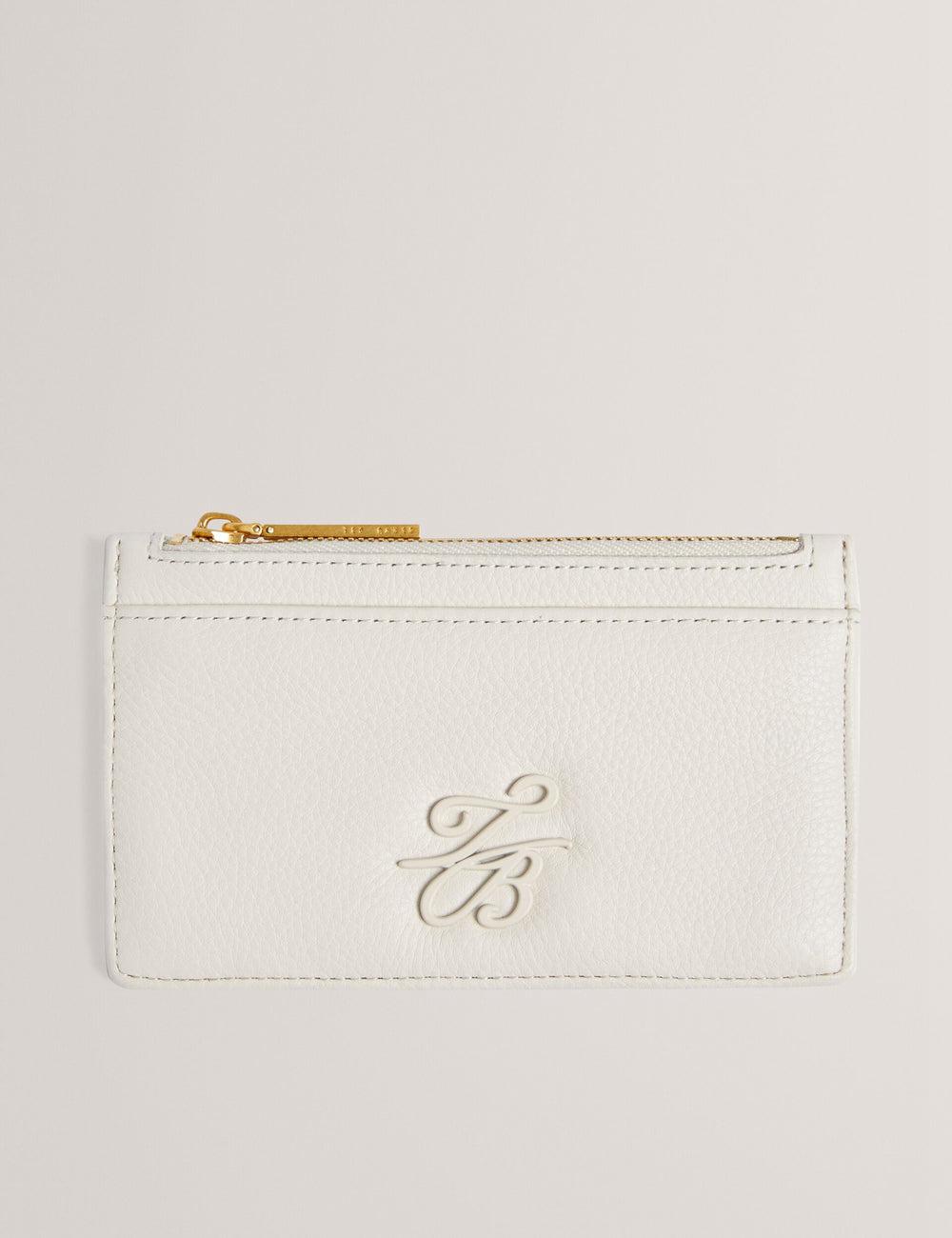 Ecru Ted Baker MARLEAH - TB Logo Leather Zip Card Holder Women Wallets | Ireland  4573-ZWTBP