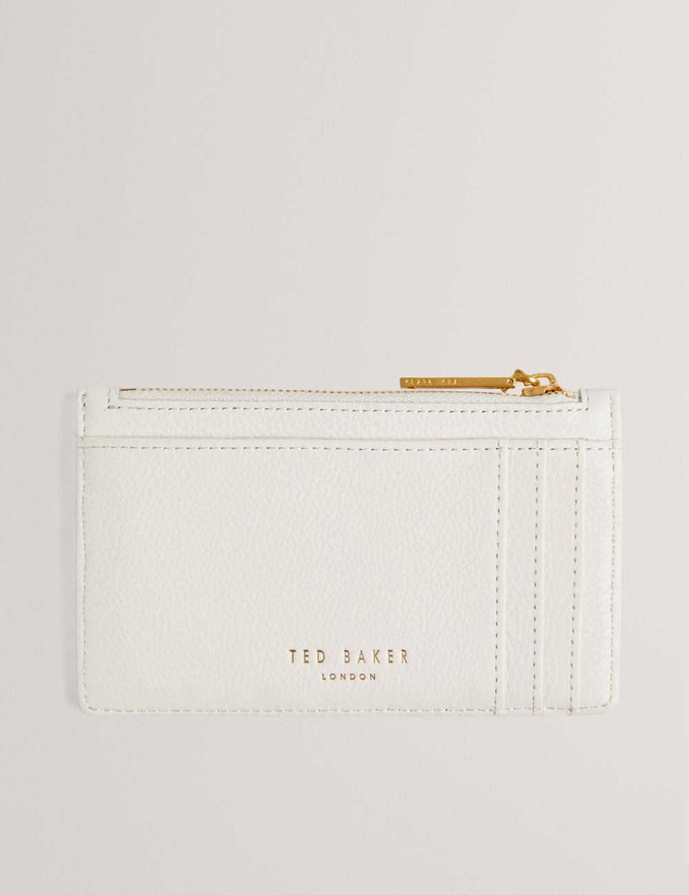 Ecru Ted Baker MARLEAH - TB Logo Leather Zip Card Holder Women Wallets | Ireland  4573-ZWTBP