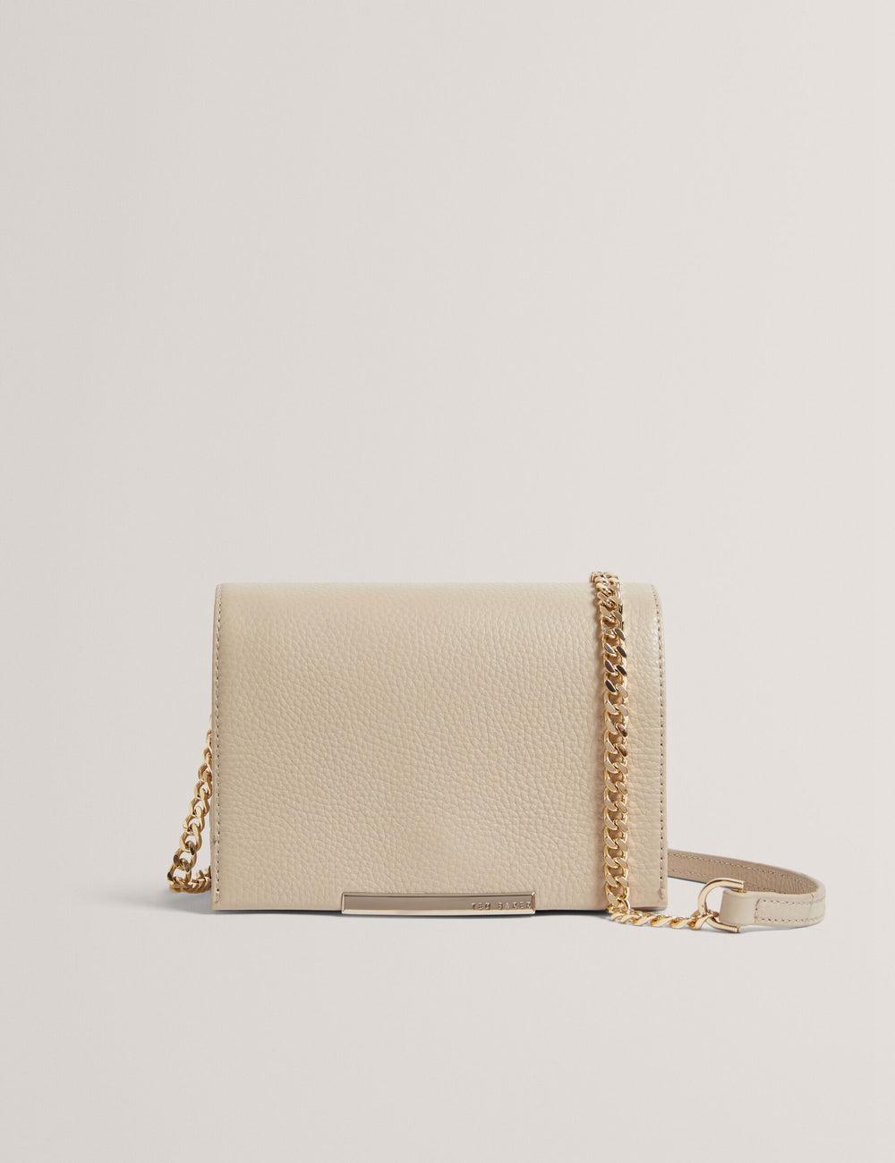 Ecru Ted Baker ROUSEN - Bar Detail Fold Over Leather Women Crossbody Bags | Ireland  3810-BLRIV