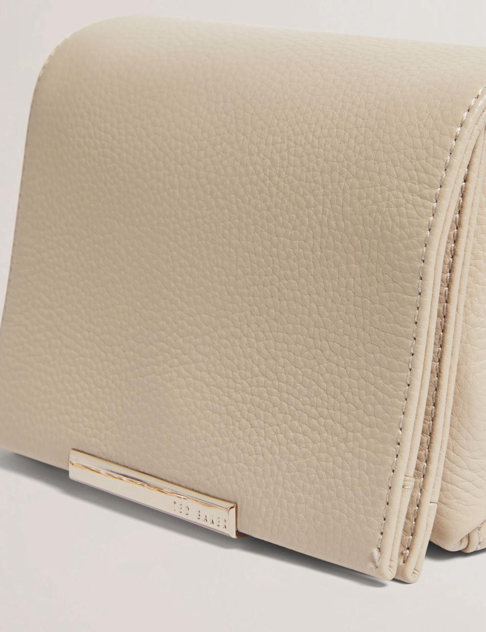 Ecru Ted Baker ROUSEN - Bar Detail Fold Over Leather Women Crossbody Bags | Ireland  3810-BLRIV