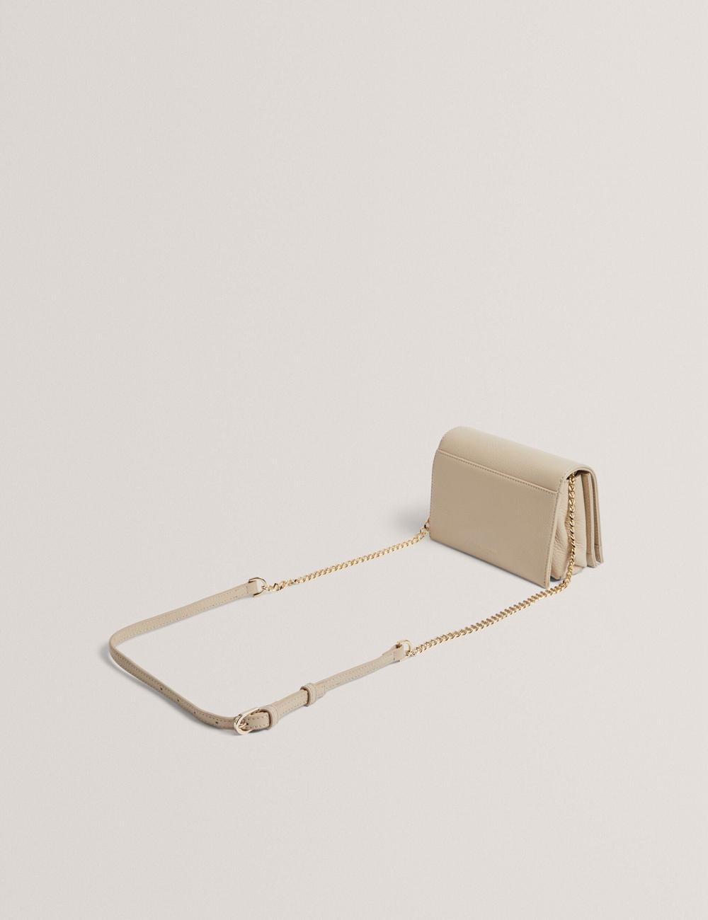 Ecru Ted Baker ROUSEN - Bar Detail Fold Over Leather Women Crossbody Bags | Ireland  3810-BLRIV