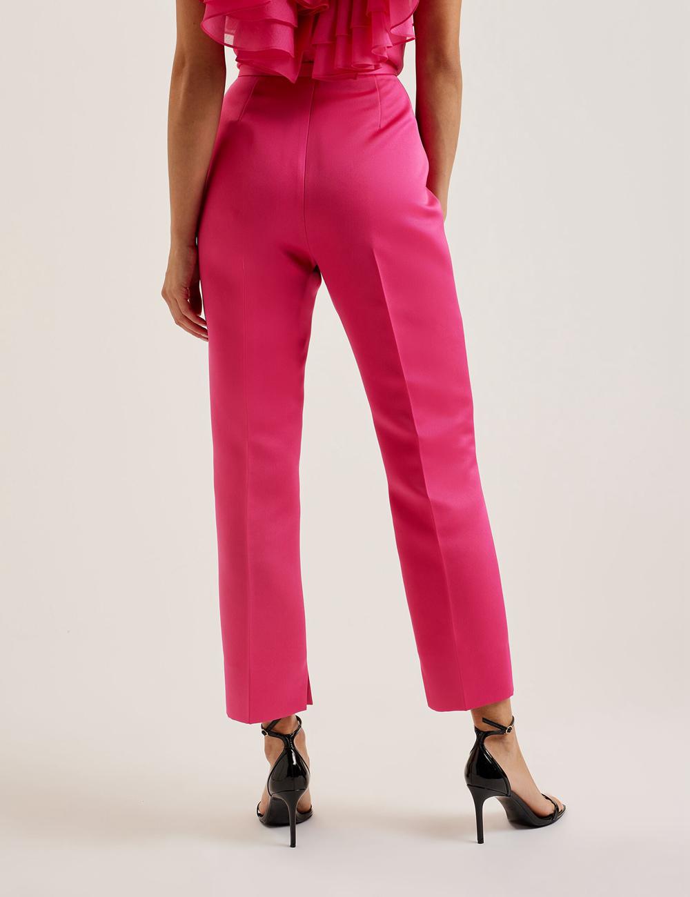 Fuchsia Ted Baker AKENIT - Satin Tailored Slim Leg Women Trousers | Ireland  3478-GILEA