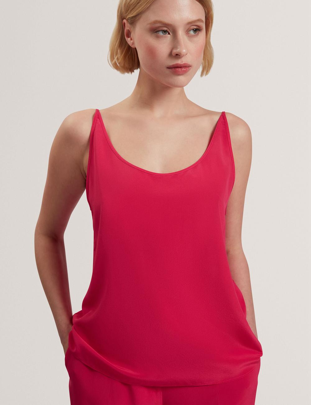 Fuchsia Ted Baker CADASA - Pure Silk Scoop Neck Cami Women Tops | Ireland  5719-LNWAU