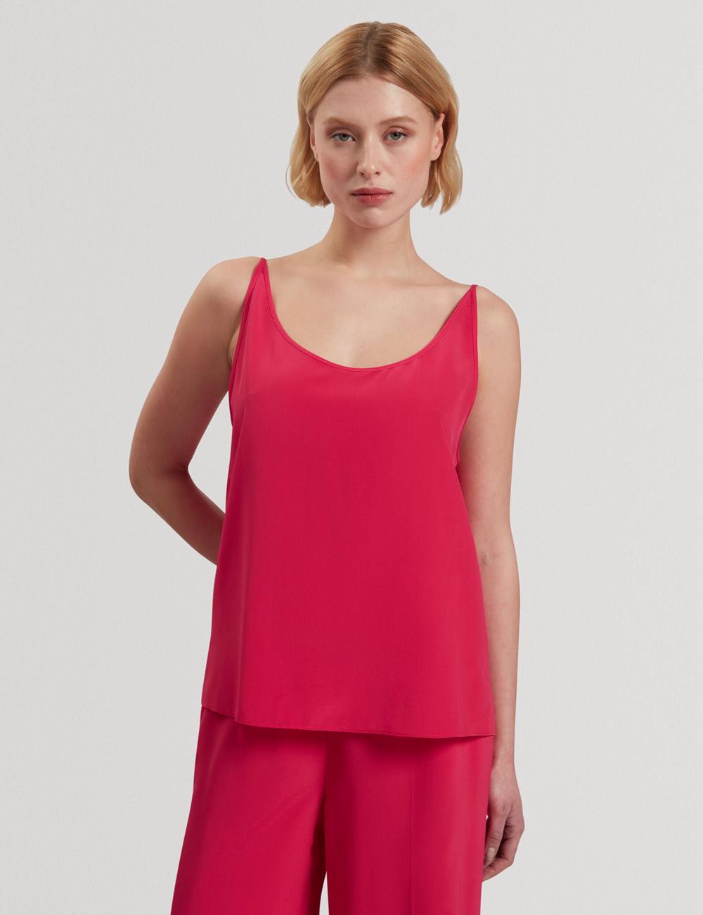 Fuchsia Ted Baker CADASA - Pure Silk Scoop Neck Cami Women Tops | Ireland  5719-LNWAU