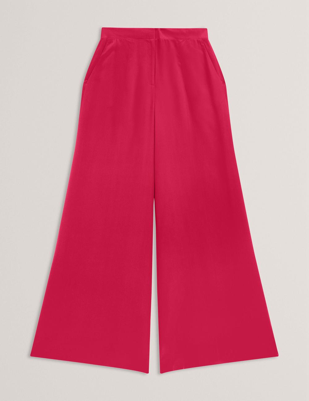 Fuchsia Ted Baker CARLOET - Silk Wide Leg Tailored Women Trousers | Ireland  1548-YPADT