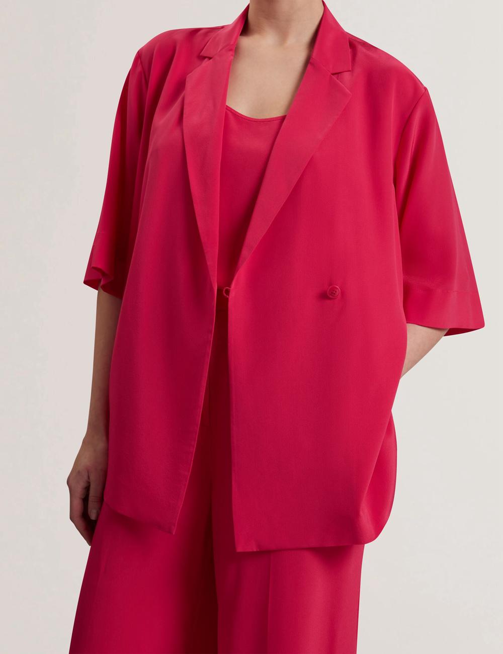 Fuchsia Ted Baker CARLOE - Silk Short Sleeve Women Blazers | Ireland  4689-XEAPO