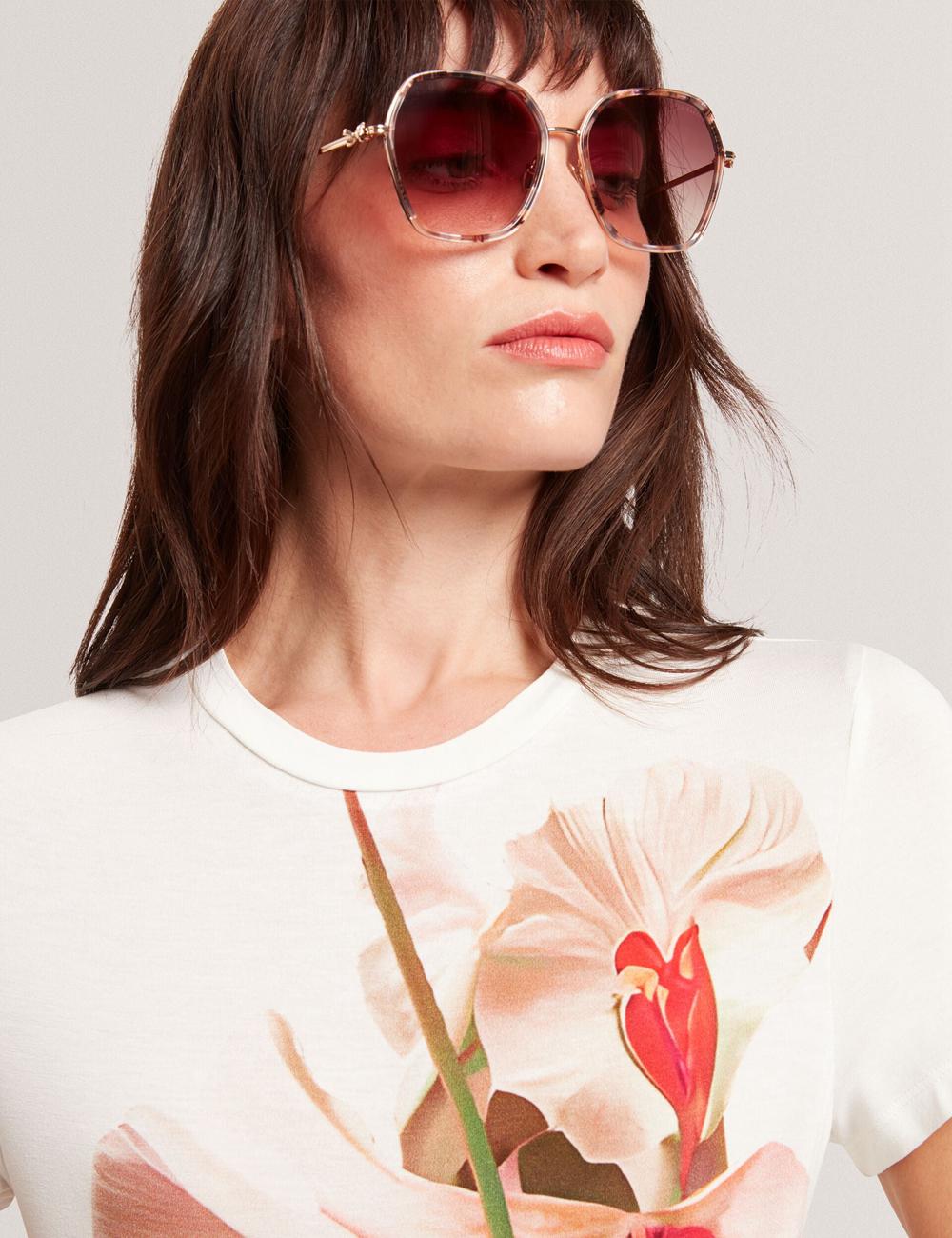 Gloss Pattern Ted Baker KIRA - Oversized Metal Frame Hexagon Women Sunglasses | Ireland  2730-UBGTA