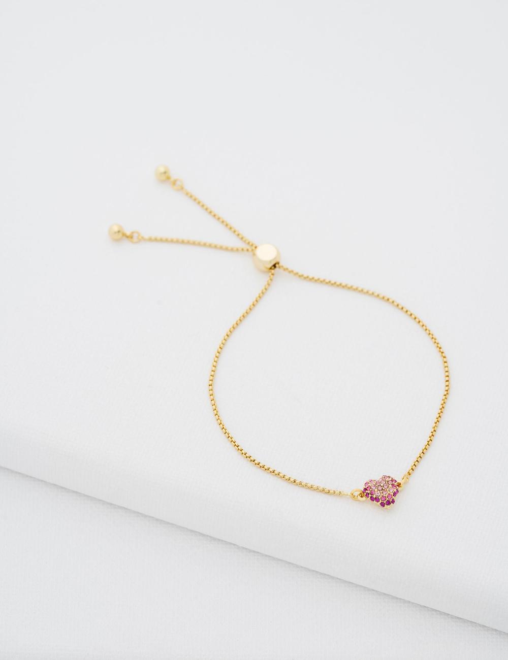 Gold Ted Baker ADORIA - Mini Crystal Heart Adjustable Women Bracelets | Ireland  2163-LZSVQ