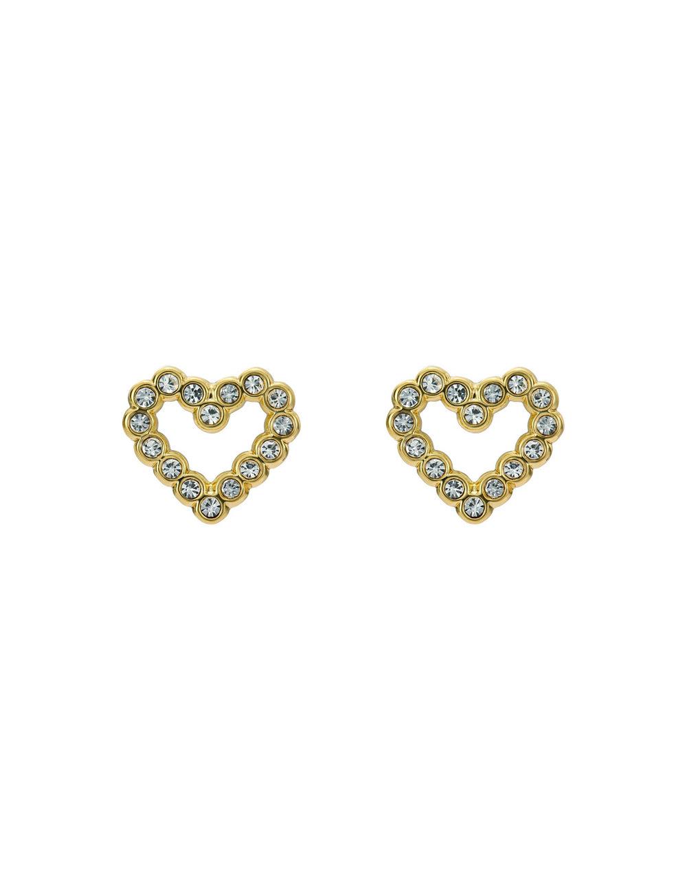 Gold Ted Baker AMORINA -Crystal Open Heart Stud Women Earrings | Ireland  6798-TNSMQ