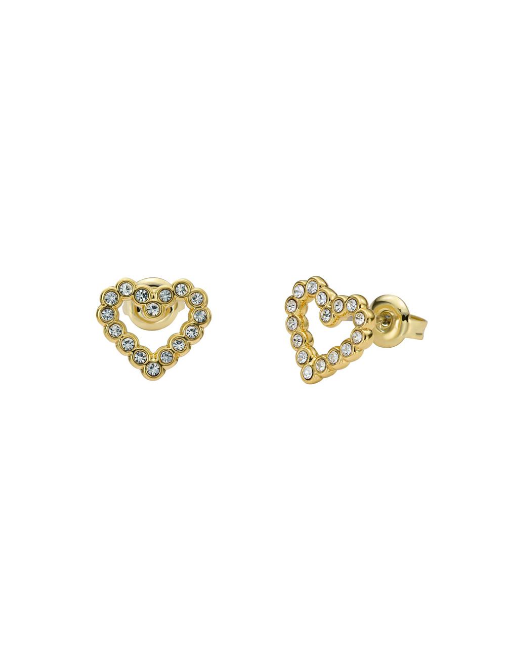 Gold Ted Baker AMORINA -Crystal Open Heart Stud Women Earrings | Ireland  6798-TNSMQ