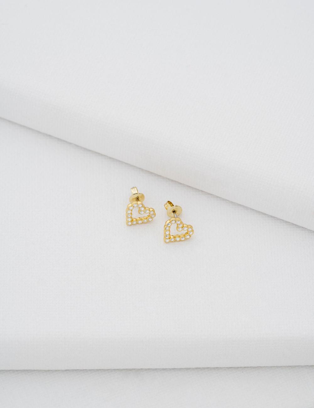 Gold Ted Baker AMORINA -Crystal Open Heart Stud Women Earrings | Ireland  6798-TNSMQ
