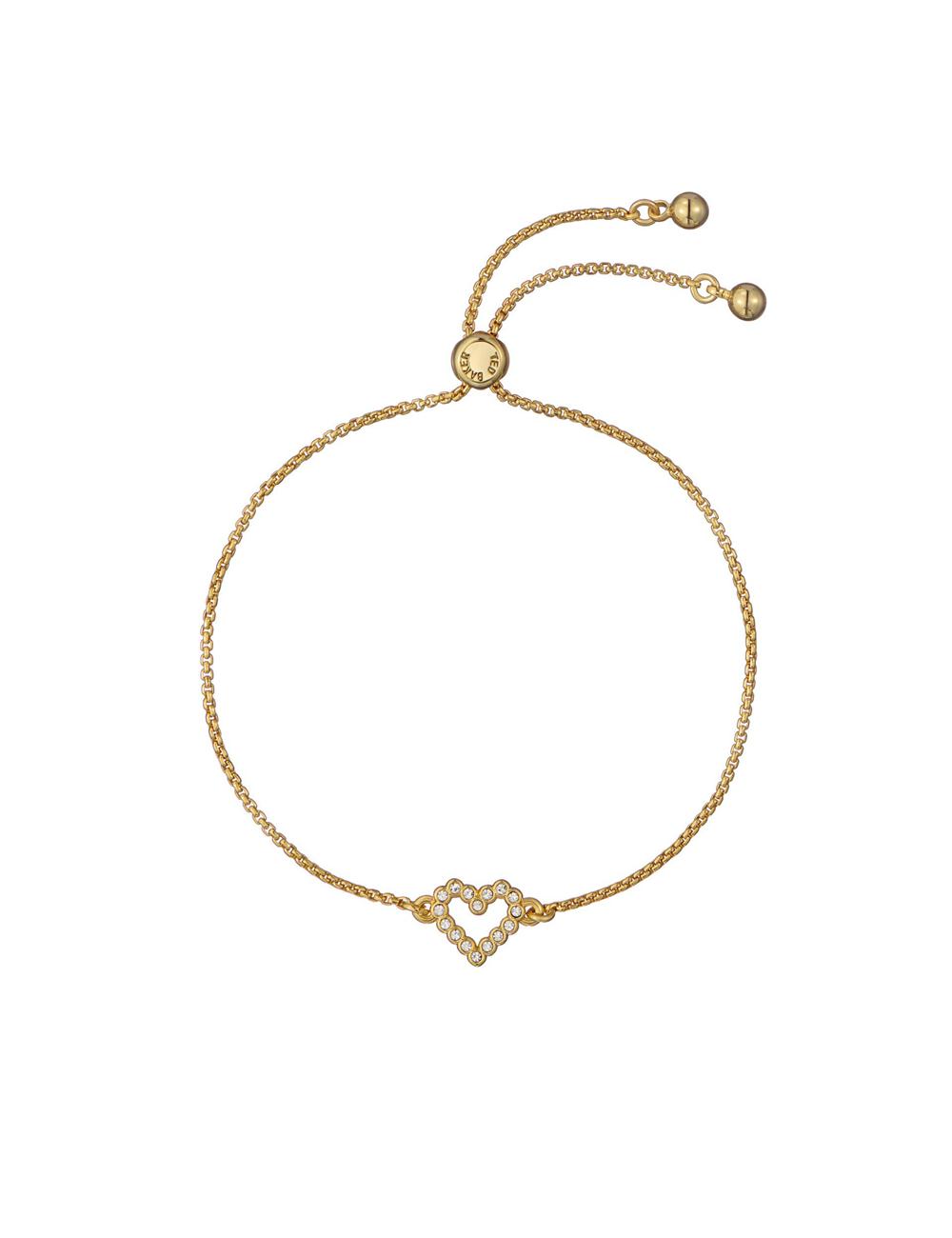 Gold Ted Baker AMORITA - Crystal Open Heart Adjustable Women Bracelets | Ireland  5062-ZNDEU