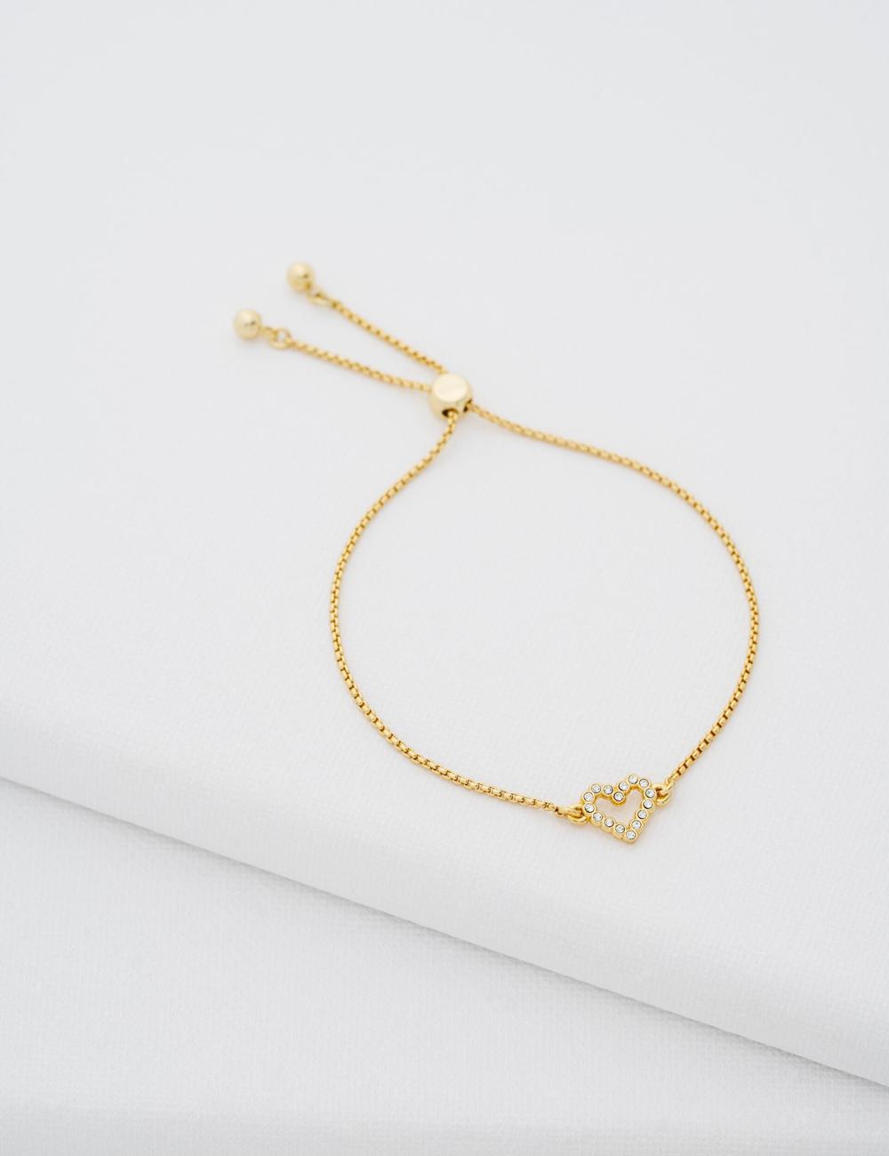 Gold Ted Baker AMORITA - Crystal Open Heart Adjustable Women Bracelets | Ireland  5062-ZNDEU