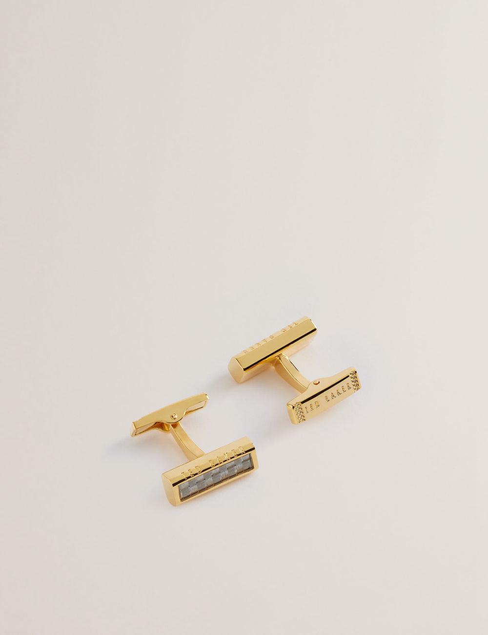 Gold Ted Baker CARBIE - Carbon Fibre Bar Metal Men Cufflinks | Ireland  9517-UWERT