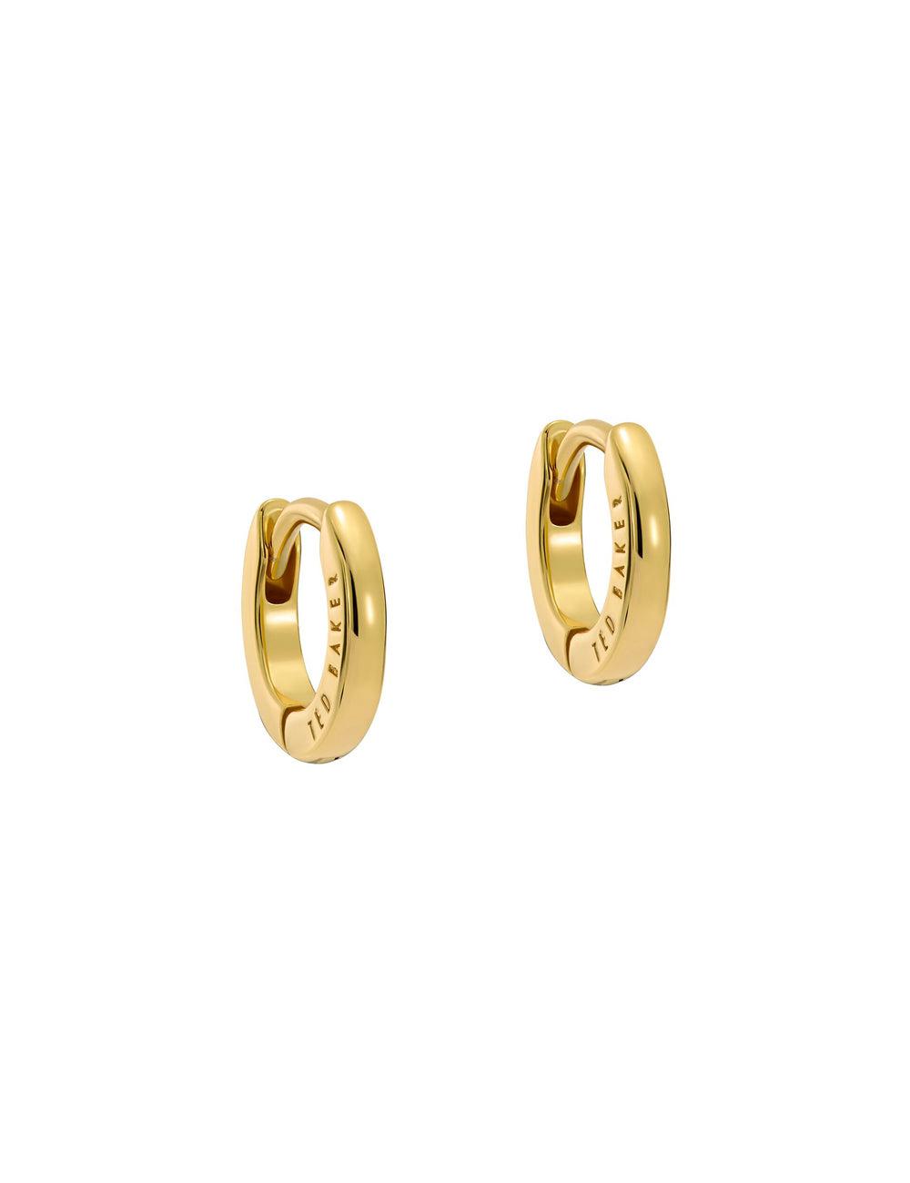 Gold Ted Baker CRISETE - Engraved Logo Huggie Hoop Women Earrings | Ireland  3712-YLSMU