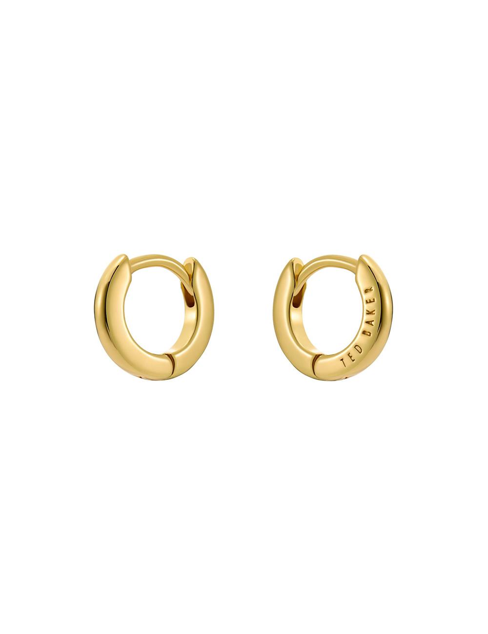 Gold Ted Baker CRISETE - Engraved Logo Huggie Hoop Women Earrings | Ireland  3712-YLSMU
