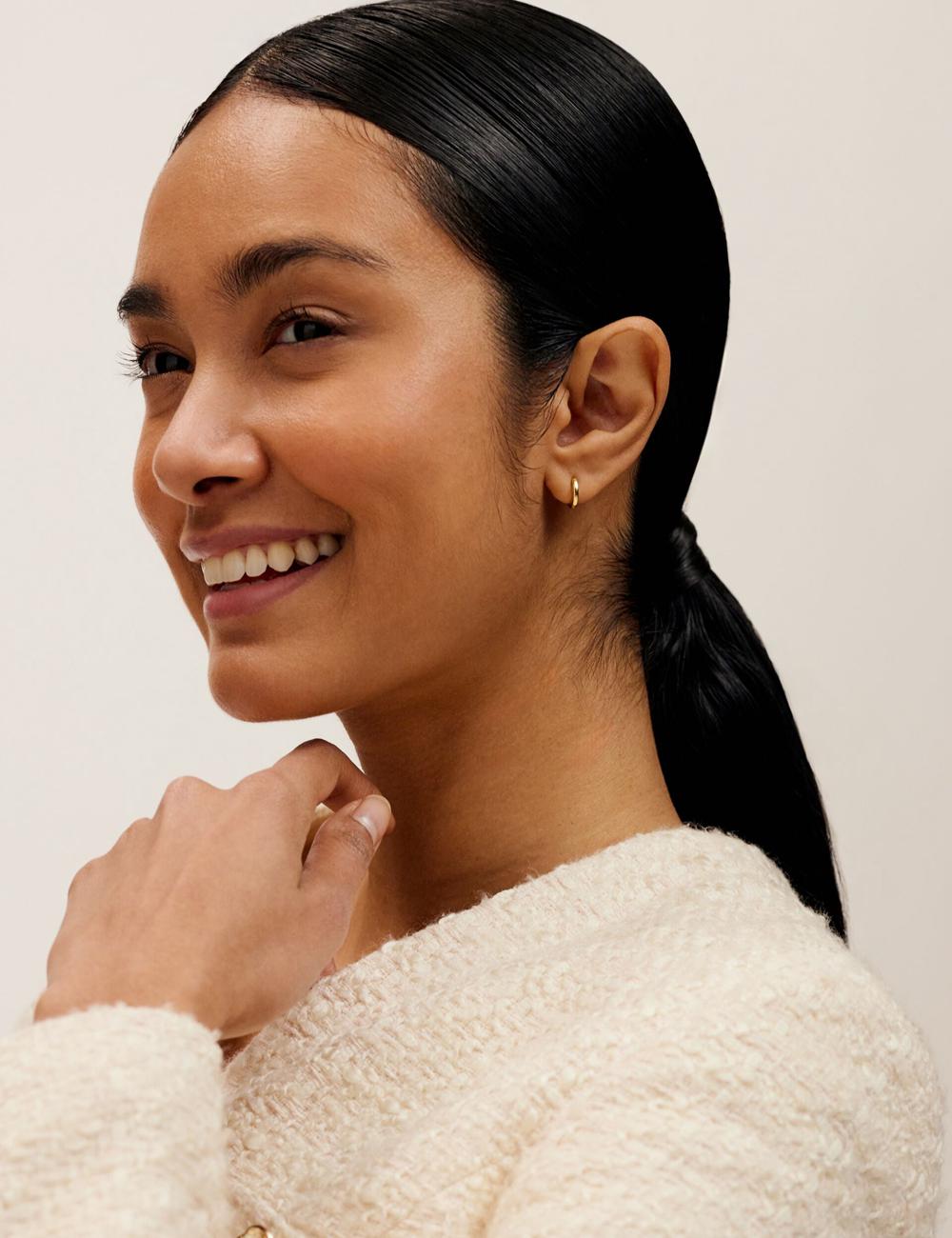 Gold Ted Baker CRISETE - Engraved Logo Huggie Hoop Women Earrings | Ireland  3712-YLSMU