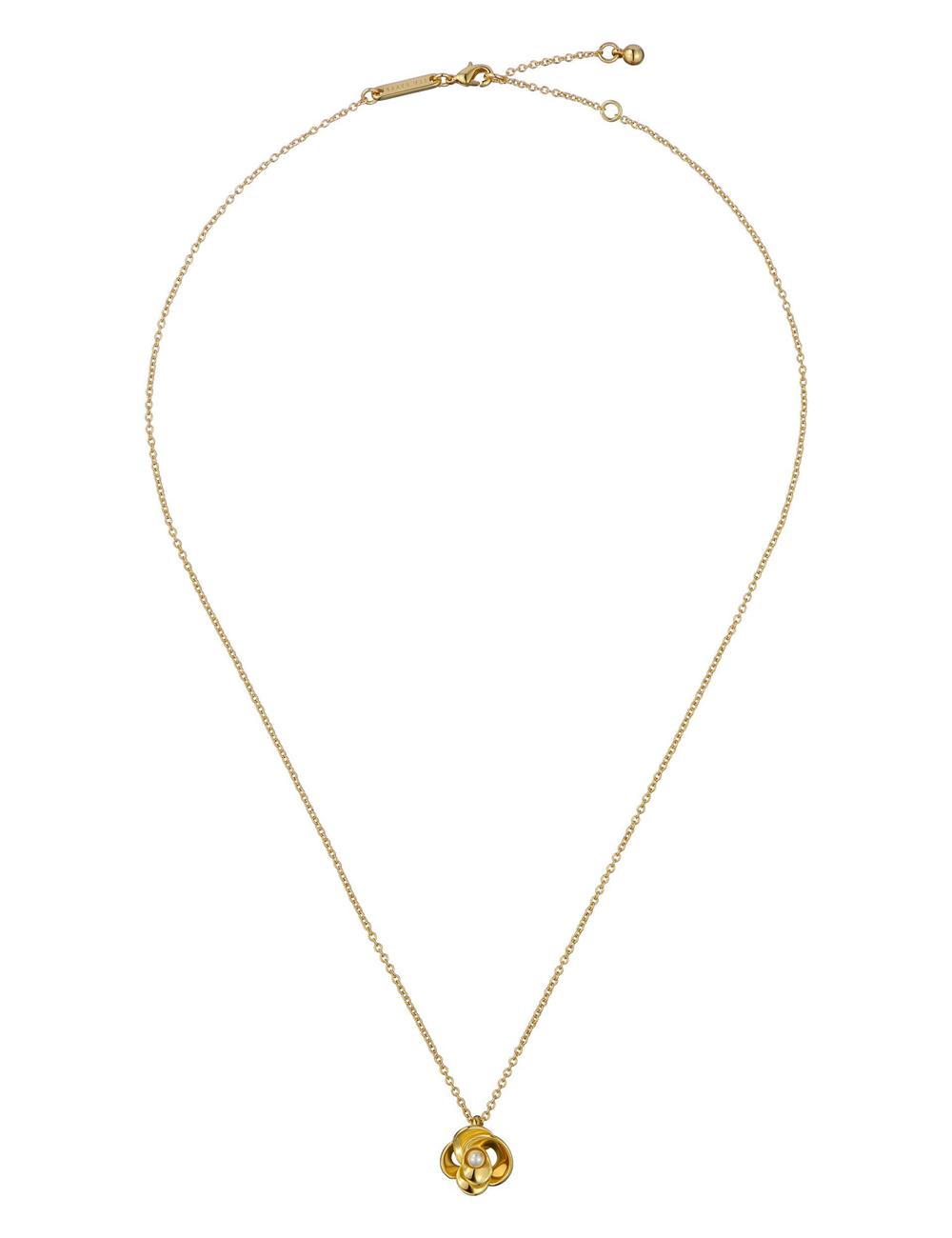 Gold Ted Baker FLORA - Pearl Detail Flower Pendant Women Necklaces | Ireland  4352-DLCTF