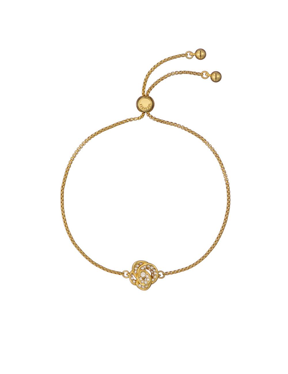 Gold Ted Baker FLORINA - Crystal Flower Adjustable Women Bracelets | Ireland  9536-SXRDG