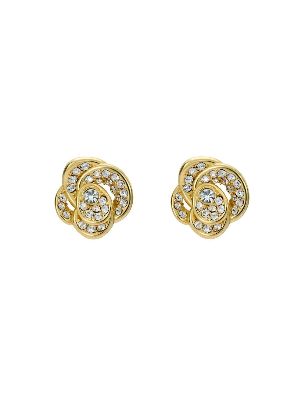 Gold Ted Baker FLORINE - Crystal Flower Stud Women Earrings | Ireland  8962-TEUML