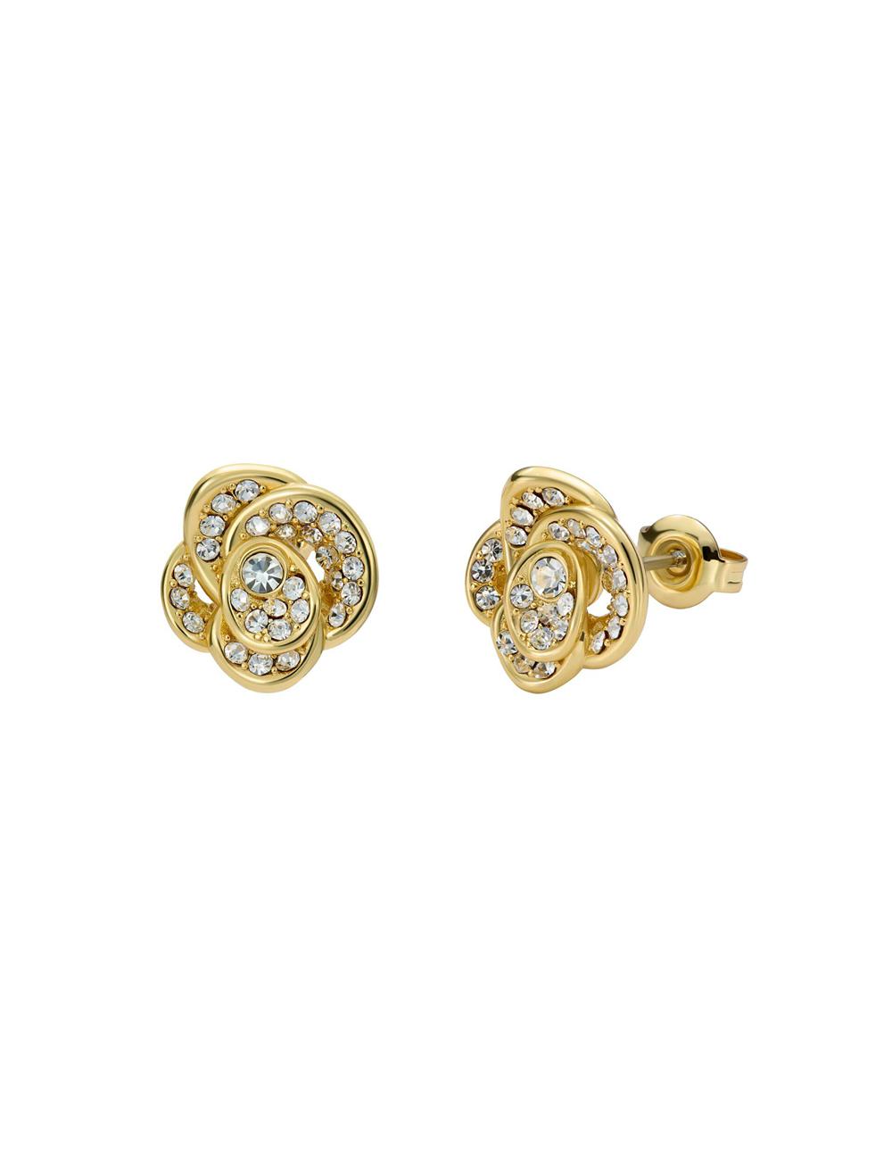Gold Ted Baker FLORINE - Crystal Flower Stud Women Earrings | Ireland  8962-TEUML