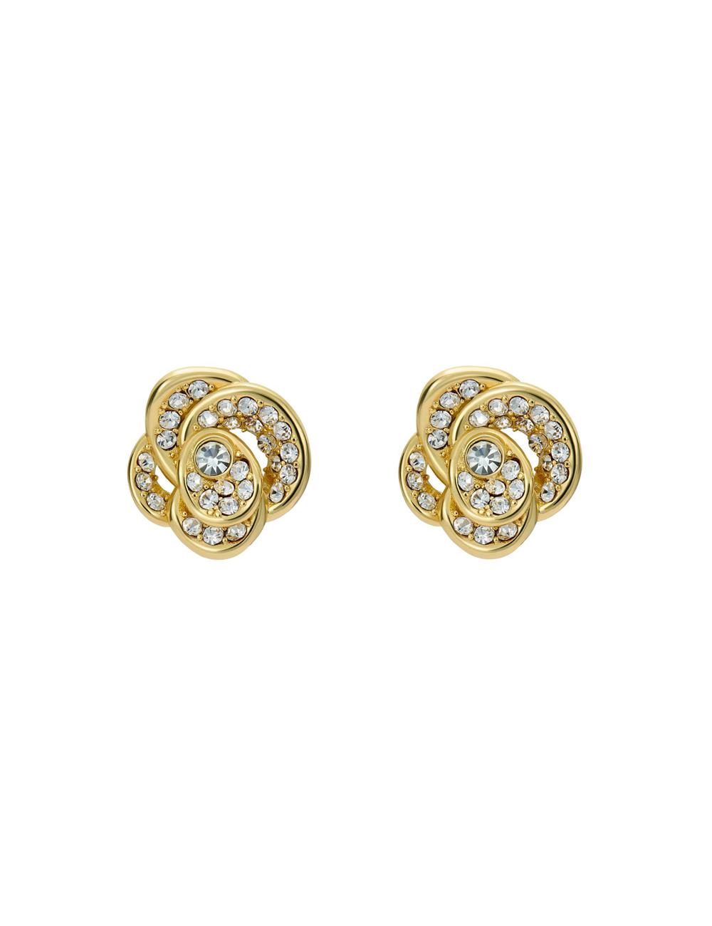 Gold Ted Baker FLORINE - Crystal Flower Stud Women Earrings | Ireland  8962-TEUML