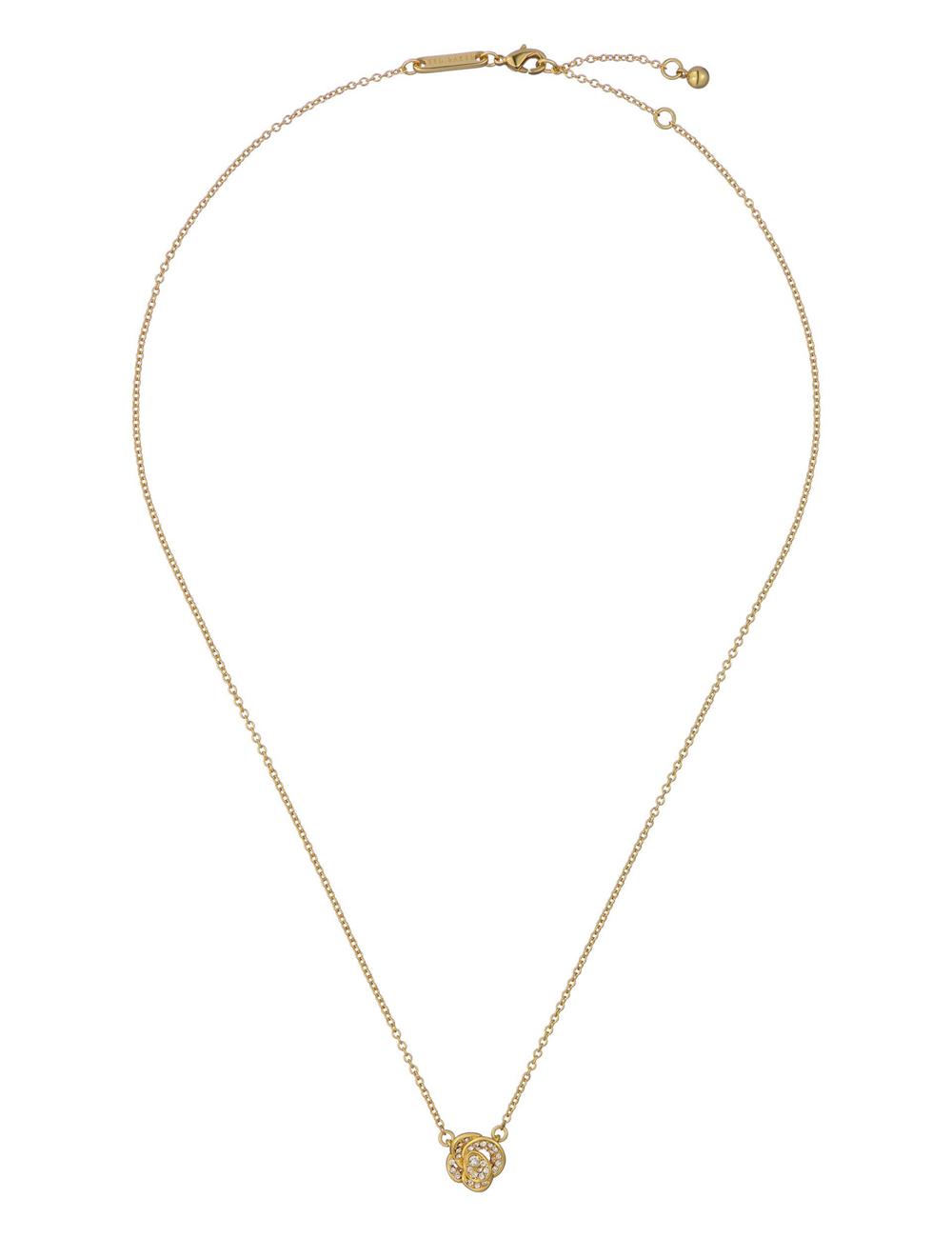 Gold Ted Baker FLORITA - Crystal Flower Pendant Women Necklaces | Ireland  1270-MIJPD