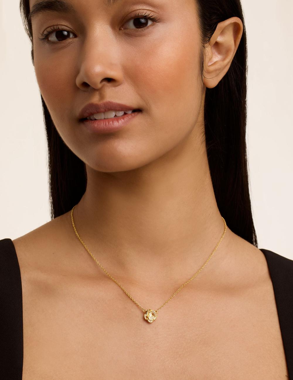 Gold Ted Baker FLORITA - Crystal Flower Pendant Women Necklaces | Ireland  1270-MIJPD