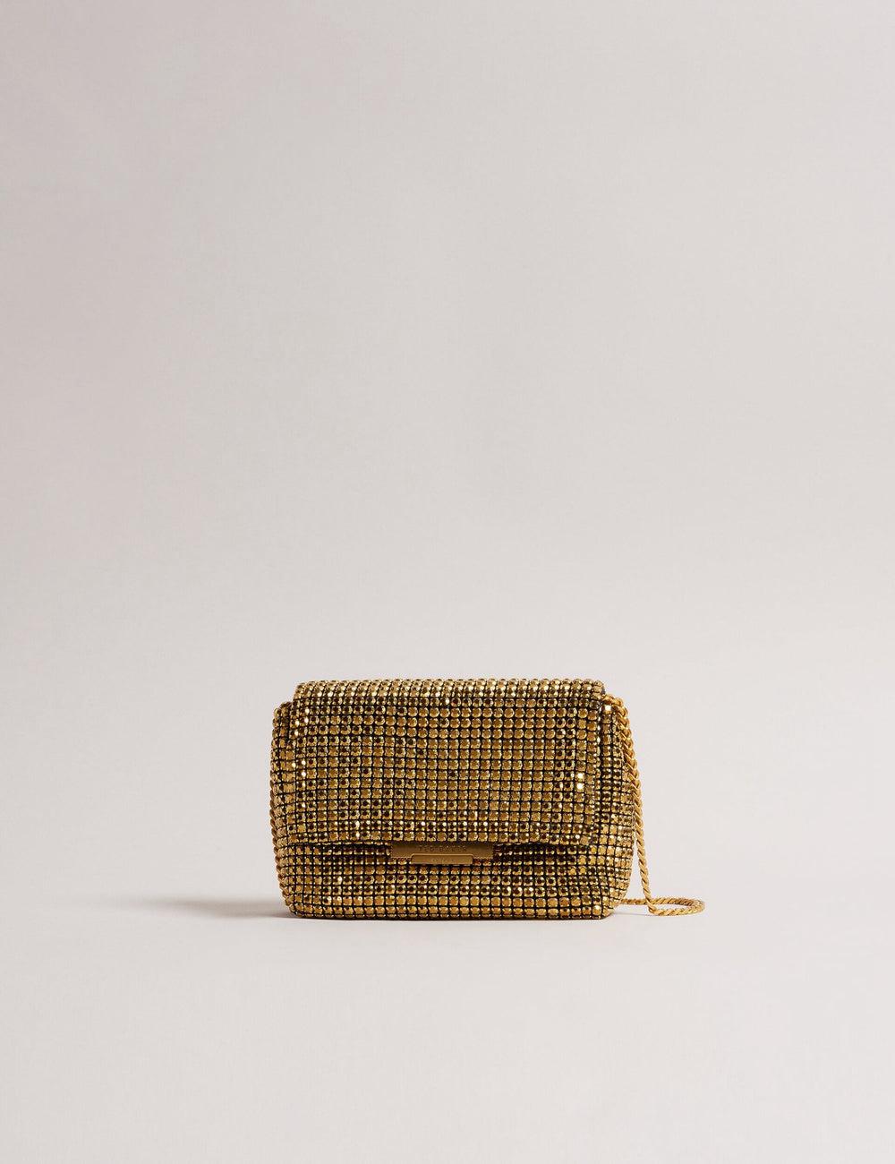 Gold Ted Baker GLITERS - Crystal Embellished Mini Women Crossbody Bags | Ireland  2360-OCRXZ